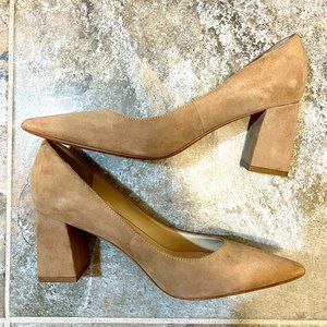 MARC FISHER Medium Natural Suede Block Heel size 6.5